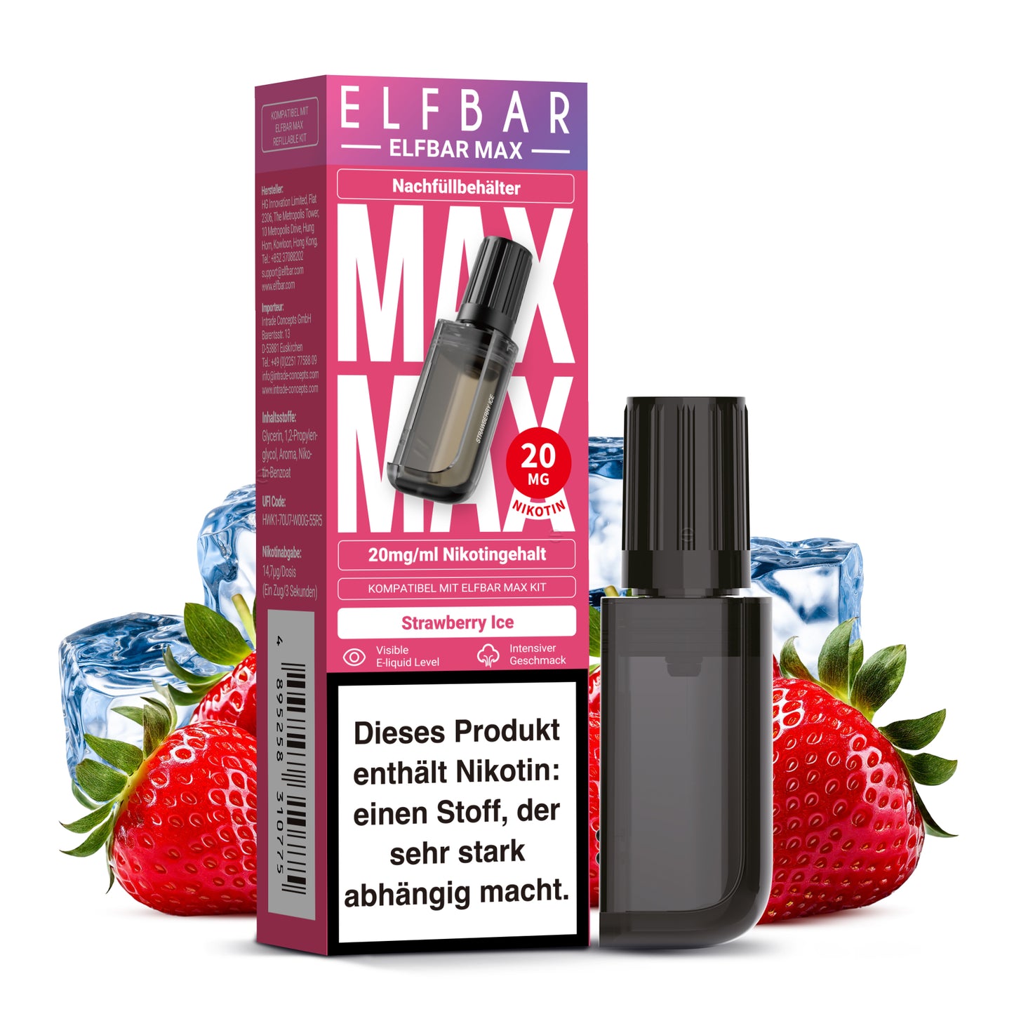 Strawberry Ice Prefilled Max Pod Container 10ml